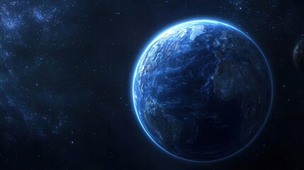 Fototapeta premium Earth in Space, glowing, with stars and other planets in background, for educational/sci-fi use