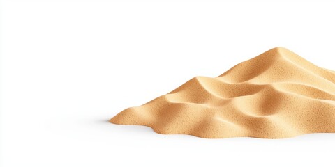 Naklejka premium Isolated pile of sand on a white background with detailed texture and structure of desert dune for design and background use