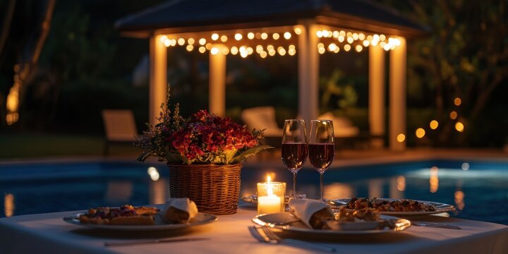 Romantic Dinner by the Pool: An Intimate Evening