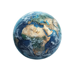 Earth Globe Blue Ocean Brown Land Dark Background isolated on transparent background