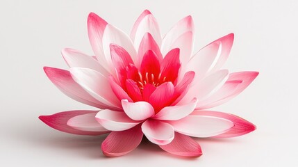 Obraz premium Pink lotus flower in full bloom isolated on a clean white background for wellness and spa concepts.