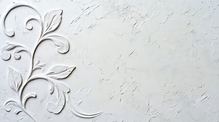 White textured background with embossed floral design