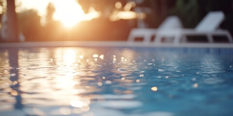 Sunset Poolside Serenity: A Tranquil Evening by the Water