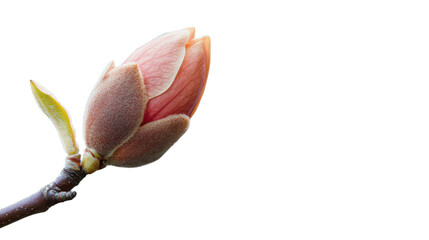 Fototapeta premium Pink magnolia bud opening on transparent background