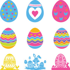 Easter Eggs Collection Set, Decorative Easter Egg Colorful Easter Eggs Collection illustration