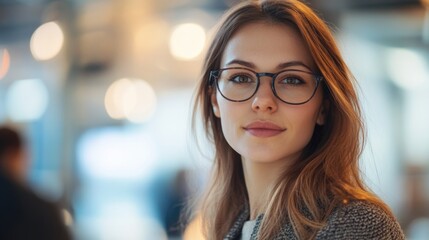 Confident 45 year old Latin professional mid aged business woman corporate leader, mature female executive manager wearing eyeglasses standing looking at camera, portrait.