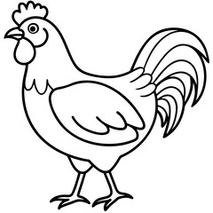 Minimalist Chicken Line Art Vector