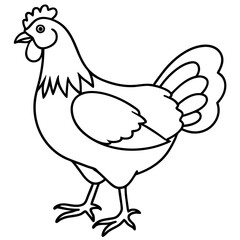 Minimalist Chicken Line Art Vector