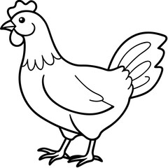 Minimalist Chicken Line Art Vector