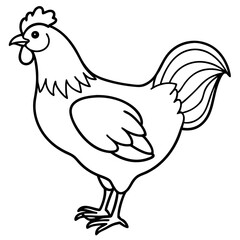 Minimalist Chicken Line Art Vector