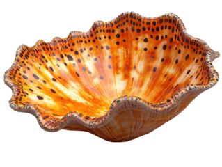 vibrant orange decorative bowl with wavy edge and black spots, perfect for home decor
