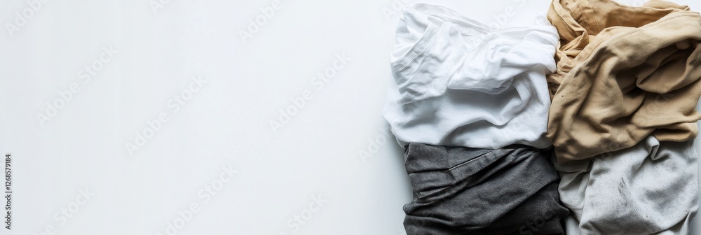 Poster freshly laundered clothes compared to dirty garments on a clean surface for visual impact. generativ