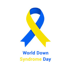 Blue and yellow ribbon for World Down Syndrome Day