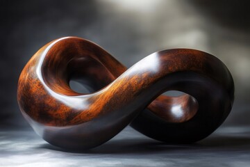 Infinity symbol wooden sculpture representing eternity and endlessness