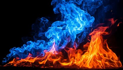 blue and red fire