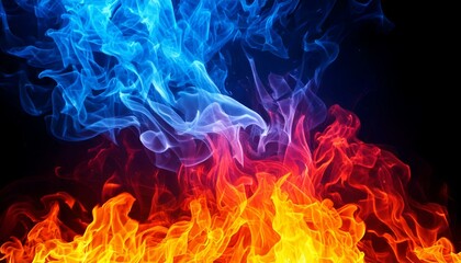 blue and red fire