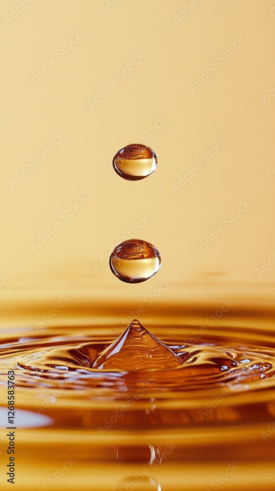 Aufkleber delicate water droplets hover above a shimmering surface, creating mesmerizing ripples. the warm gol