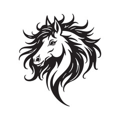 Stylized Horse Head Silhouette Vector Art Design
