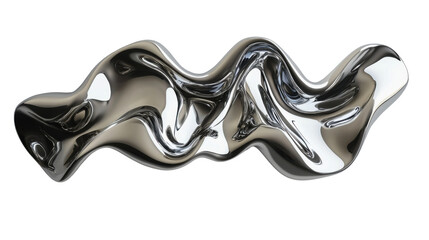 Wavy silver liquid metal floating with transparent background