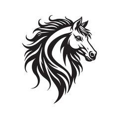 Stylized Horse Head Silhouette Vector Art Design