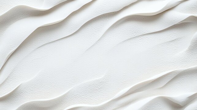 Abstract white textured background with wavy lines creating a serene and minimalist aesthetic pattern.
