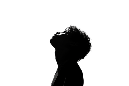 Profile of a person looking up, silhouette view