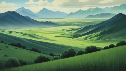 Fototapeta premium a view of the countryside with hills in the distance and the hills in the background