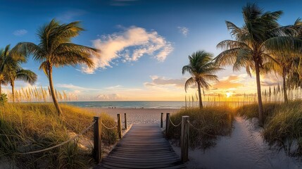 Naklejka premium Sunset Beach Path