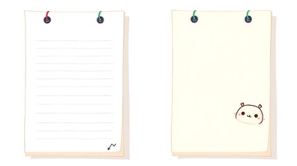Note paper/scratch paper with and without fill .Vector illustration