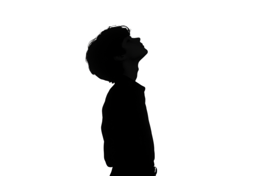 Silhouette of a contemplative person