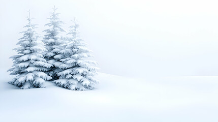 Fototapeta premium Two Snow Covered Fir Trees in a Winter Landscape