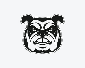 bulldog vector with angry face and open mouth black and white