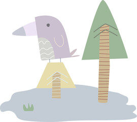 Premium PNG set of cute animals in flat cartoon style. Hand drawn vector illustration. Suitable for any baby equipment design