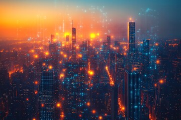 Fototapeta premium Smart city and digital transformation