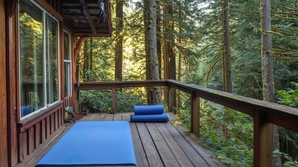 Tranquil Forest Yoga Retreat Cabin Deck Serenity