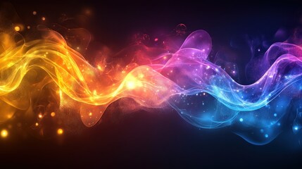 Fototapeta premium Abstract vibrant wave of light and energy with sparkling particles.