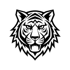 Fierce Tribal Tiger Head Logo Bold Black Tiger Icon