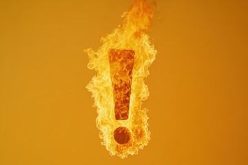 Fiery exclamation point burns brightly against an orange background