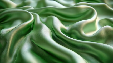 Obraz premium Draped Green Fabric Shows Soft Waves and Texture