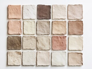Earthy and wooden color swatches in various natural shades and textures.