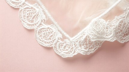 Obraz premium Delicate White Lace Trim on Pink Fabric