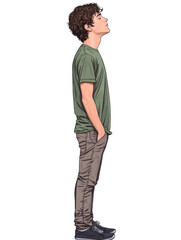 Fototapeta premium Young man in profile on white background