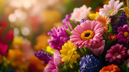 Vibrant Colorful Flower Bouquet Closeup