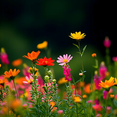 Vibrant Colorful Flowers in a Summer Garden