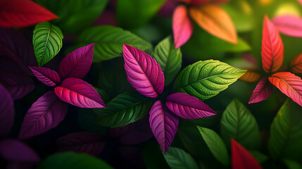 Fototapeta premium Vibrant Colorful Leaves Closeup