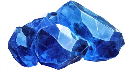 Obraz premium Blue Gemstones, Isolated, High Resolution Image, Digital Rendering