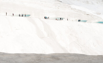 White travertine landscape in Pamukkale, Denizli, Turkey