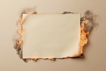 A burning piece of paper surrounded by smoke and flames