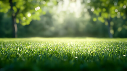 Naklejka premium Vibrant Green Grass in Sunlight