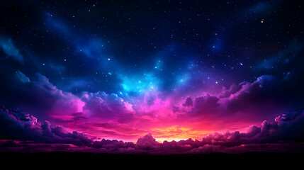 Obraz premium Vibrant Night Sky with Colorful Clouds and Stars
